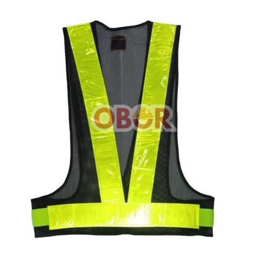 SAFETY VEST V-NETTING BLACK C/W YELLOW REFLECTOR WITH POCKET | Obor Safety