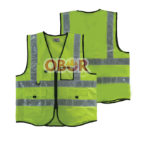 SAFETY VEST LIME GREEN C/W WHITE REFLECTOR & MULTIPLE POCKET
